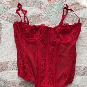 Urban Outfitters Red Lace Corset Top